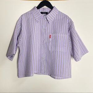 Oversized Cropped Button Up Shirt